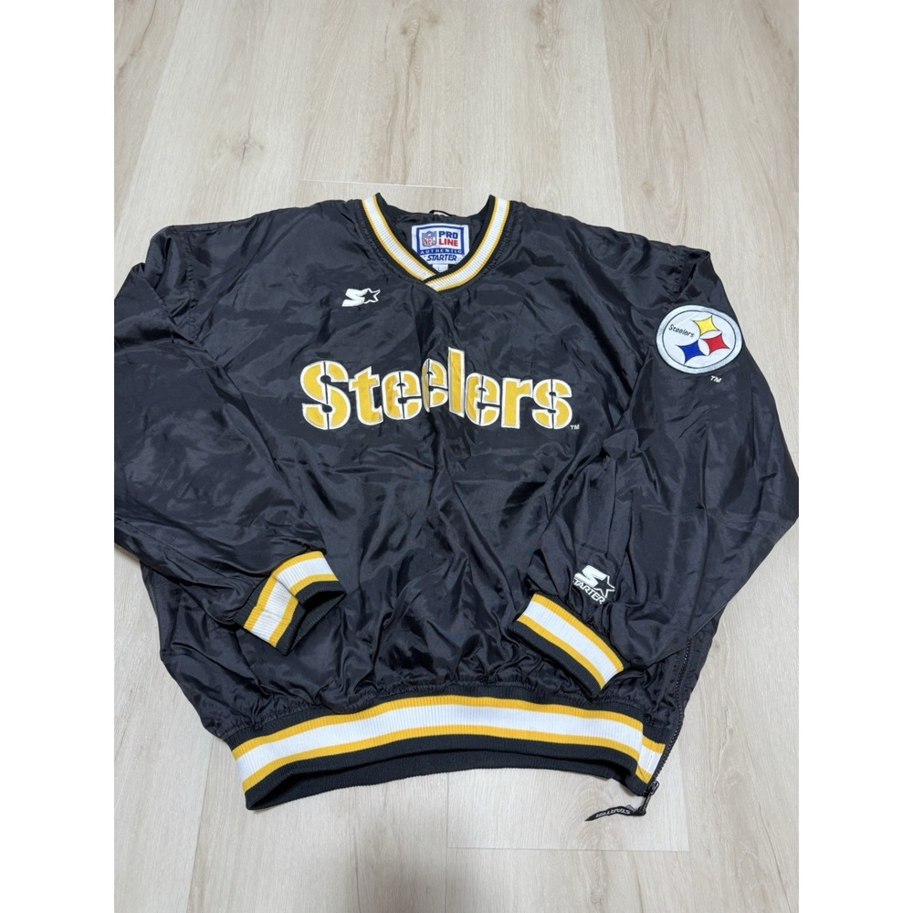 Vtg 90s Pittsburgh Steelers Pullover Windbreaker Mens Large NFL Pro Line Starter